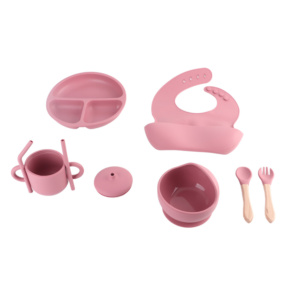 Brick Silicone Feeding Set For Babies: Plate Bowl Bib Spoon & Fork Red