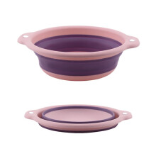 Multifunctional Folding Round Washing Up Bowl Basin, Portable Collapsible Basin For Camping With Hanging Hole, Collapsible Washer Bowl, M Purple