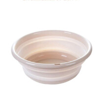 Folding Washbasin Foldable Silicone Basin Portable Camping Fishing Car Wash Bucket Large Beige