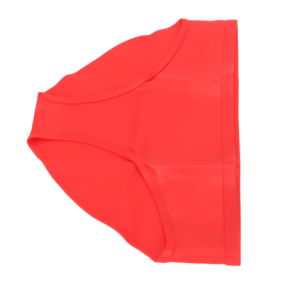 Red Silicone Swim Shorts: Seamless Mid-Rise Women's Menstrual Bottom