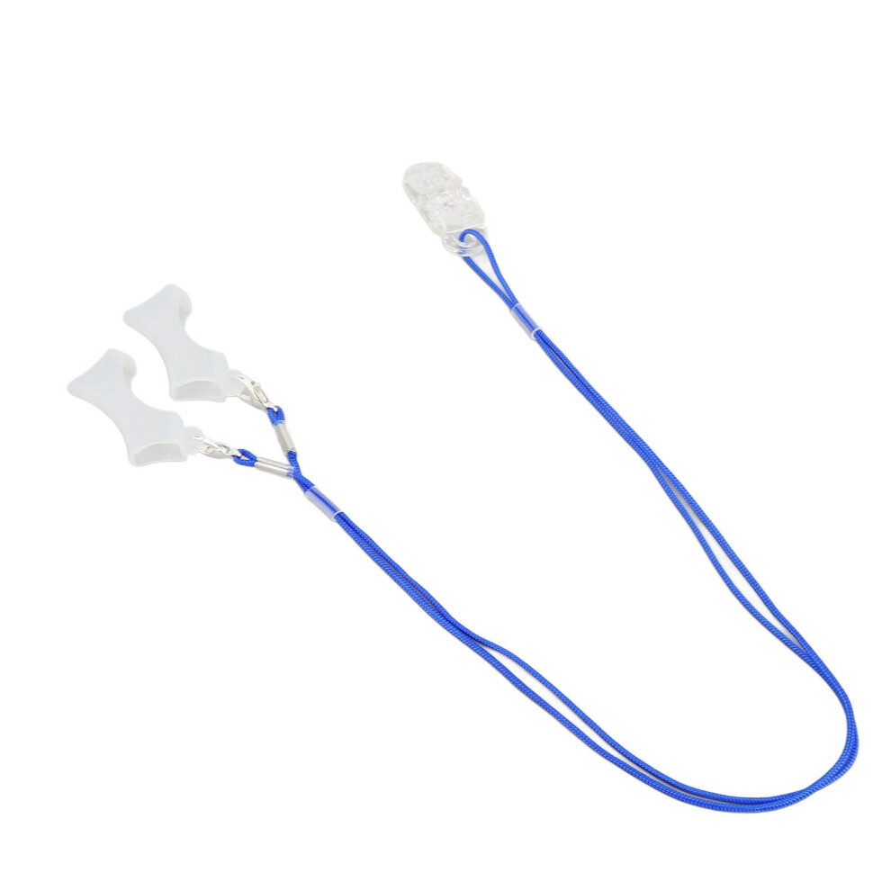 Blue Secure Binaural Hearing Aid Clip Lanyard With Stylish Nylon Rope