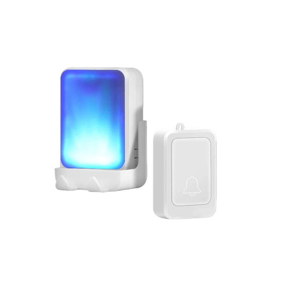 Wireless Colour-Changing Music Doorbell For Elderly And Hearing-Impaired, Portable In White 6485316516317