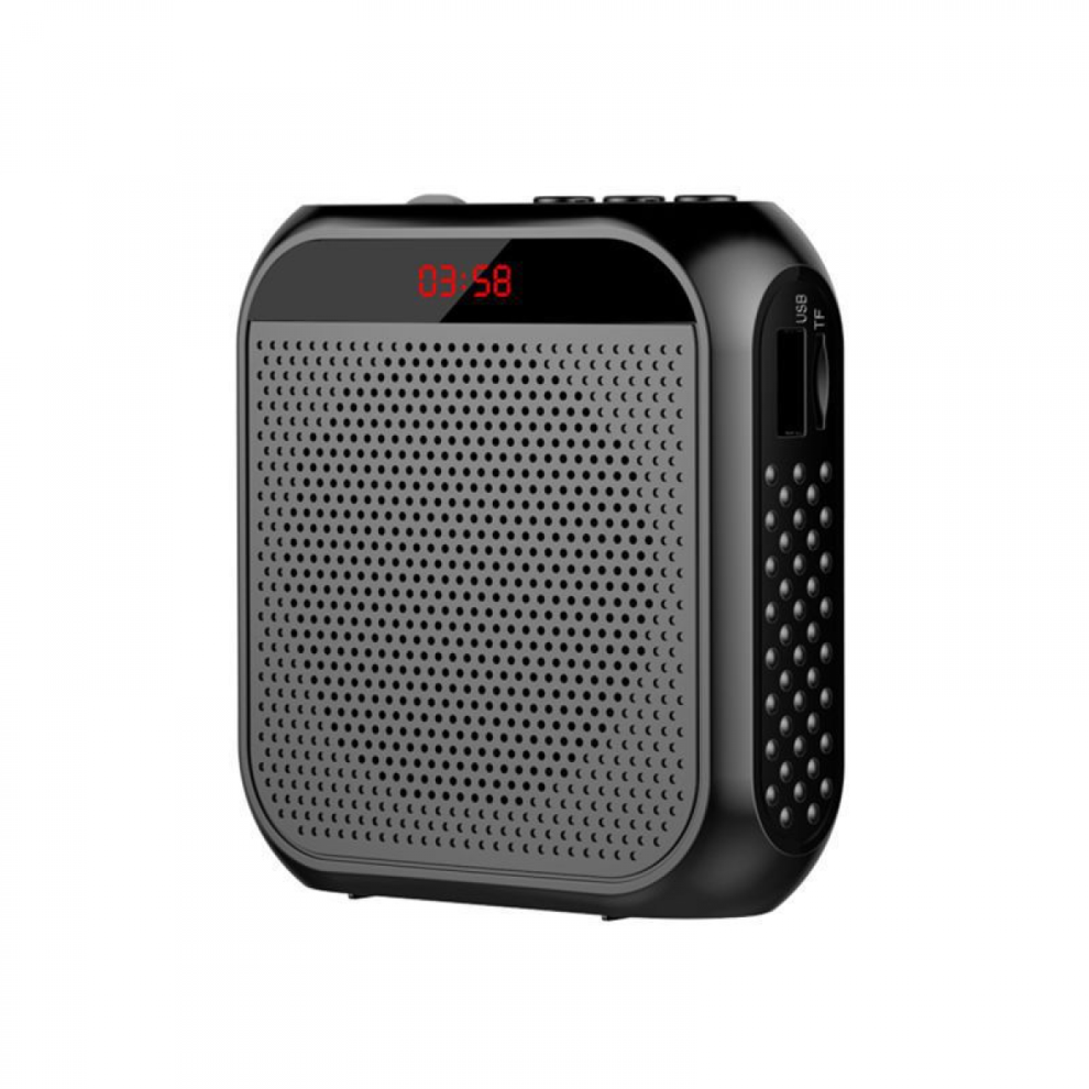 Portable Voice Amplifier With Wired Mic Headset Rechargeable Speaker Loudspeaker (Black) Black 6485316516249