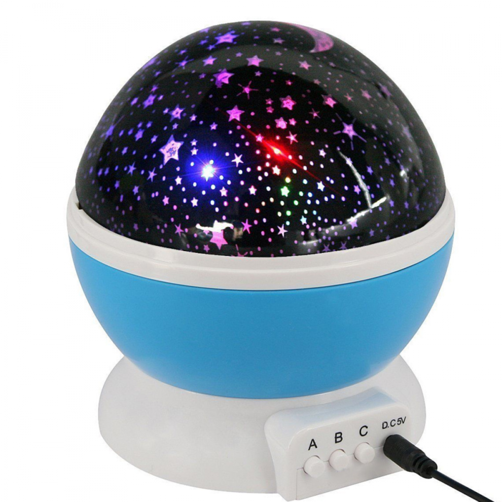 Children's Night Romantic 360 Rotation Projector Lamp Star Baby Night Bedside Mood Lamps (4 Led 8 Ing Modes 2 Charging Mode Light 6485316519882