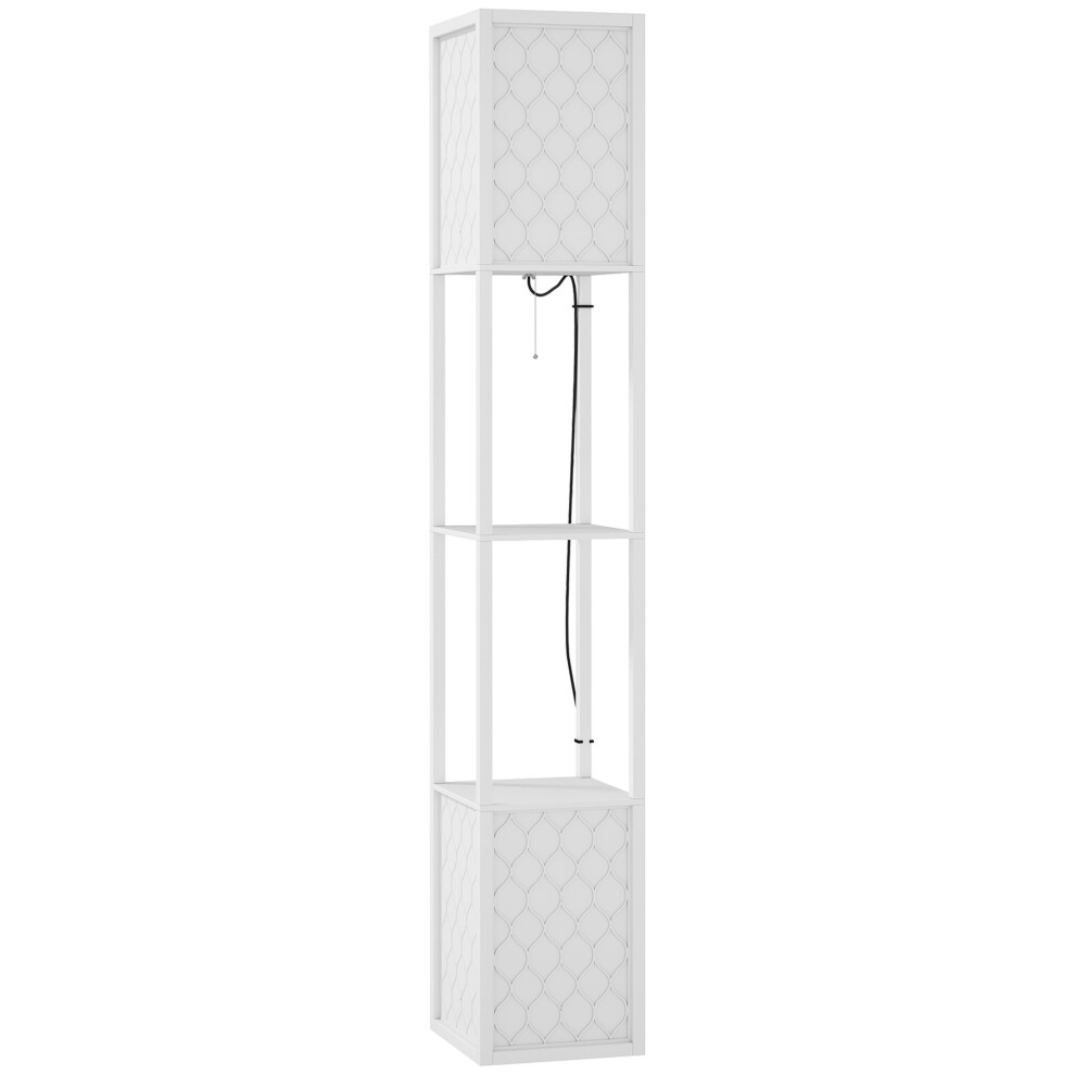 White Floor Shelves HOMCOM Duo Light - Stylish Double Tier Wooden Shelving Unit for Living Room and Office-image-OPC-PMDWXQX-NEW