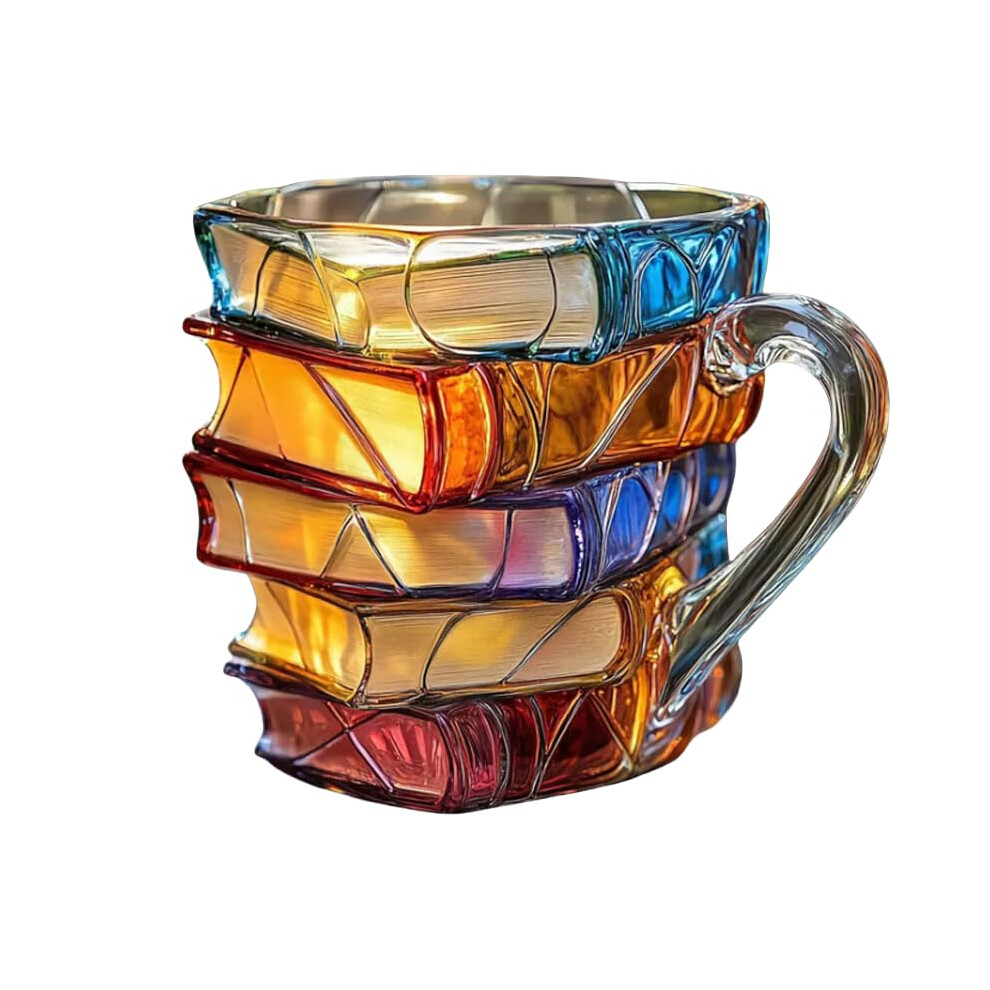 Book Shape Stacked Glass Mug - Colorful Stained Glass Coffee Tea Mug For Hot Chocolate And Home Decor-image-OPC-PMDWXWW-NEW