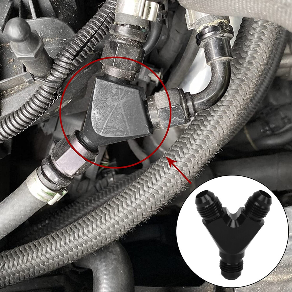 Fuel Line Splitter Y Adapter 6An Anodised Leak-Proof Coupler Fitting Black 5041354305385