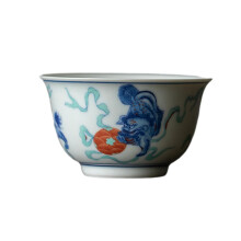 100Ml/3.5oz Chinese-Style Antique Blue And White Master Cup Ceramic Kung Fu Tea Set Lion Rolling Hydrangea