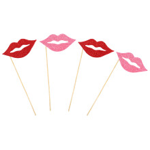40Stk Handheld Lippen Requisiten Glitzerpapier Für Fotos & Party