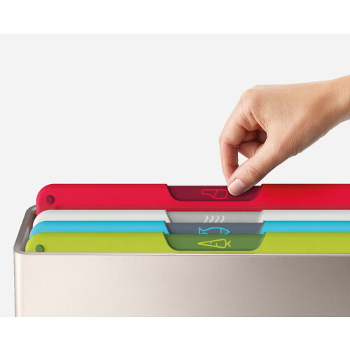 Joseph Joseph Joseph Joseph Folio 4-Piece Multi Colour coded Cutting Board Set Slimline case for organized Kitchen storage Silver 1