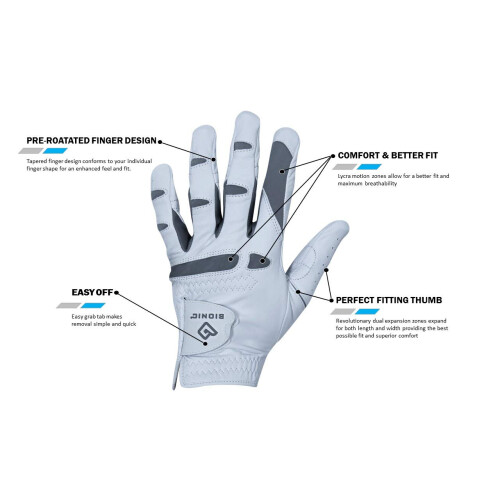 Guanti da golf in pelle Bionic Performance Grip Pro Premium da uomo (Cadet Medium/Large Left) 1