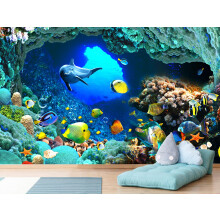 Reyhui Papier peint mural monde sous-marin poisson ocan dcoration murale pour salon chambre  coucher salle  manger (non autocollant)