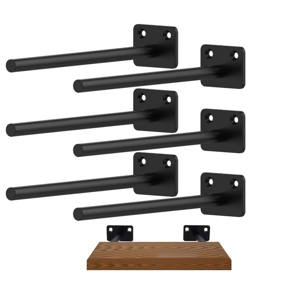 Wengus Floating Shelf Brackets 8 Inch Hidden Shelf Brackets Heavy Duty Blind Shelf Support 150Lbs Load Capacity 6 Pack Floating Shelf Hardware For 726962411295