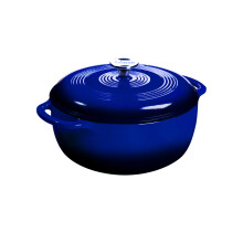 Lodge 7,5 Quart ge?mailleerde gietijzeren braadpan met deksel - dubbele handgrepen - ovenbestendig tot 500 F of op kookplaat - gebruiken om te ma