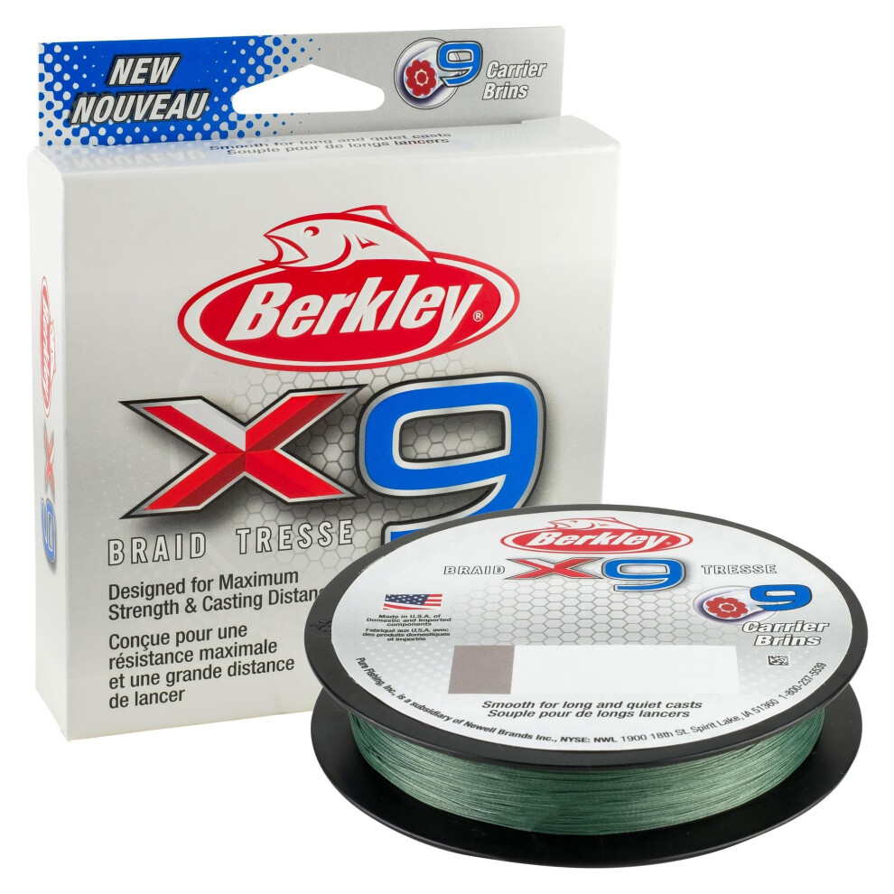 Berkley x9 Braid Superline Low-Vis Green 40lb test | 59 lbC | 27.0kg 2188yd | 2000m Fishing Line Suitable for Freshwater and Saltwater Environmen-image-OPC-PMDX9GT-NEW