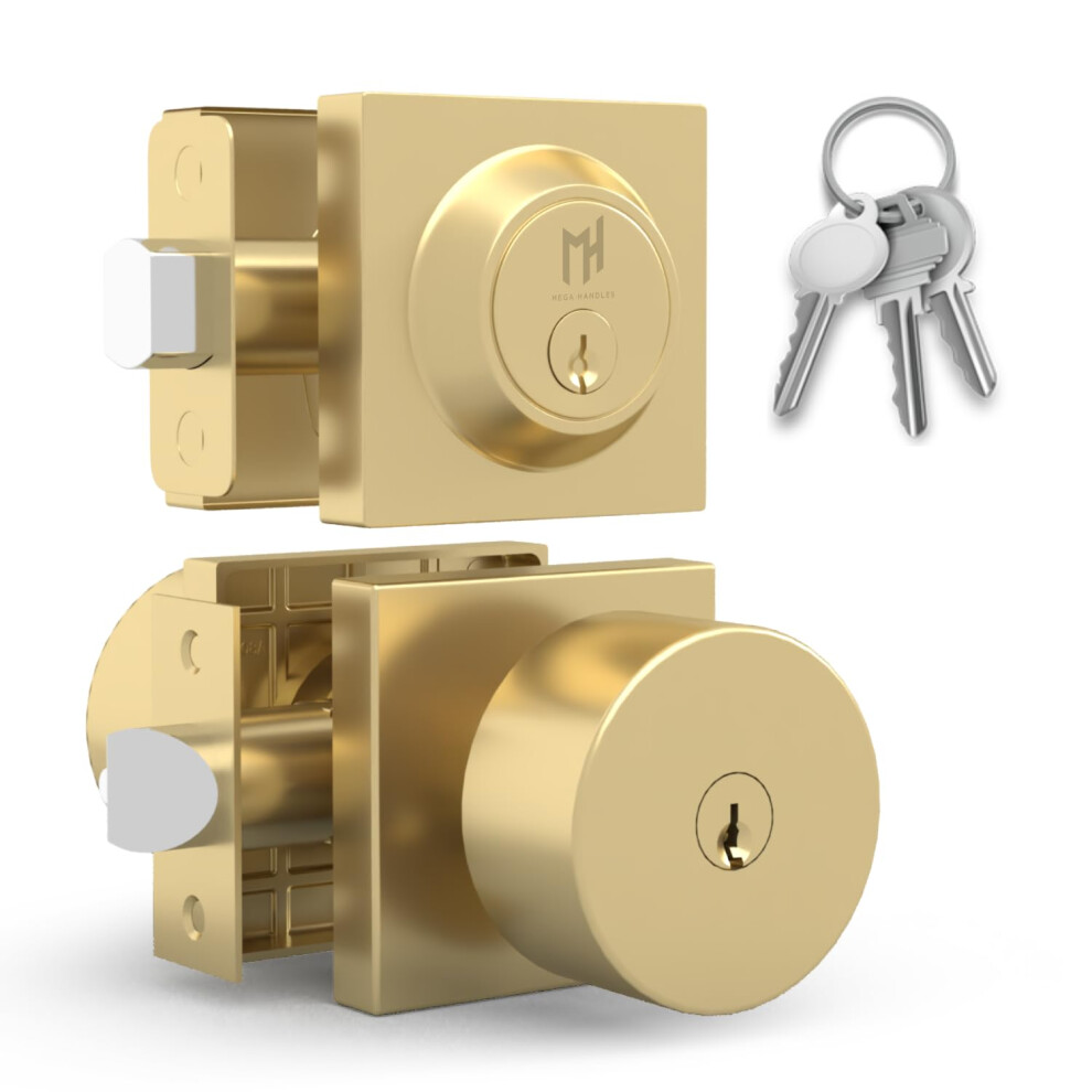 Mega Handles Suana Entrance Combo Door Knob And Cylinder Deadbolt And Key Combo Heavy Duty Locking Door Knobs For Left Or Right-Handed Doors - Sati 652569233681
