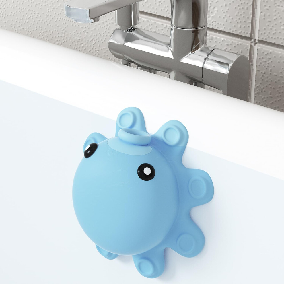 Bathtub Overflow Drain Cover - Silicone Bathroom Overflow Cover For Bath Tub Bathroom Spa Accessories Adds Inches Of Water For Deeper Bath Baby Blu 768825553025