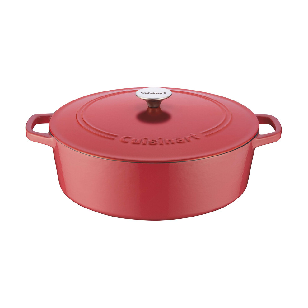 Cuisinart Chef's Classic Enameled Cast Iron Oval Covered Casserole (Peony 7- Quart) Pink