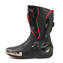 Zeozoom Botas de equitaciσn para motocicleta, botas de cuero para mujeres y hombres, protecciσn antideslizante, deportes de carreras (negro, homb