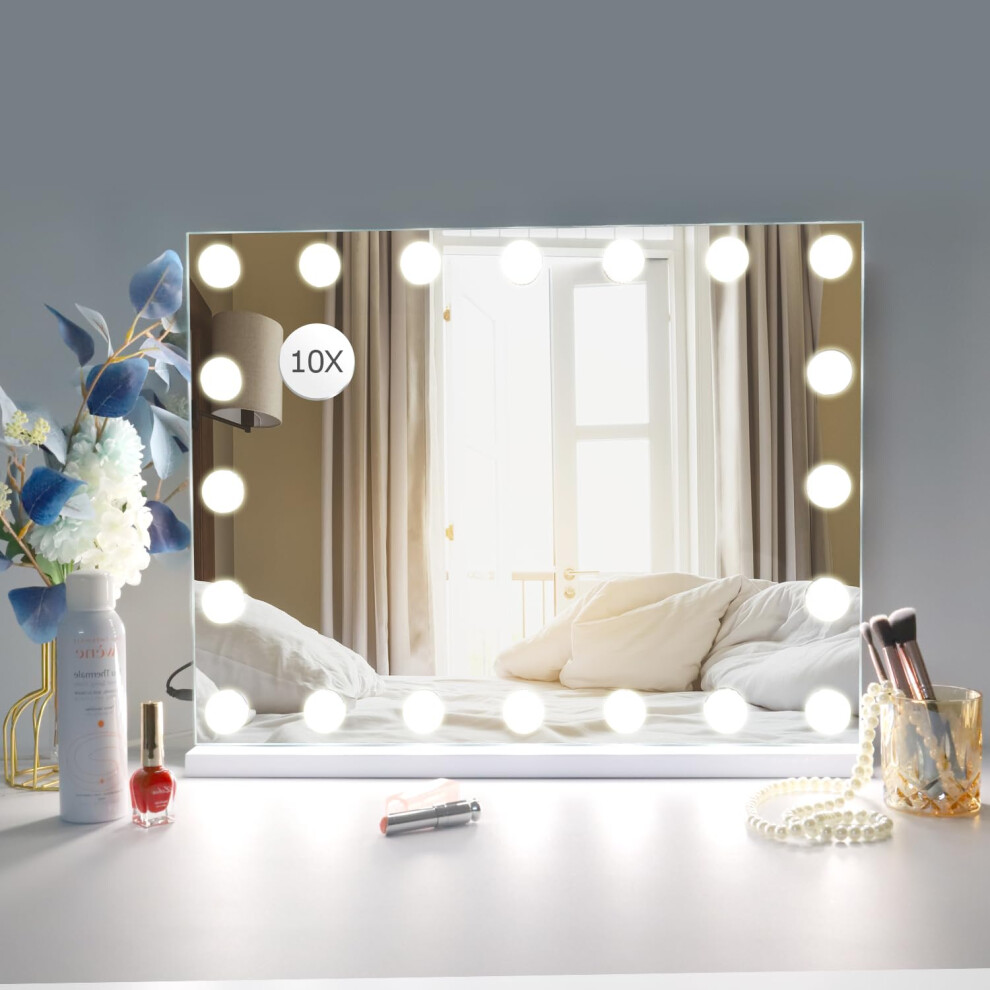 Despful Light Vanity Mirror Makeup Mirror With S 10X Magnification Hollywood Ed Vanity Mirror With 20 Dimmable Led Bulbs 3 Color Modes Touch Co