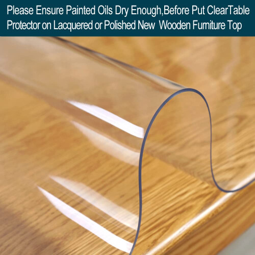 2 Sets Multi-Size Clear Table Protector Plastic Tablecloth - Wipeable Water Resistant Vinyl PVC Screen for Rectangle Dining Tables Mat Desk Pad Woo 2