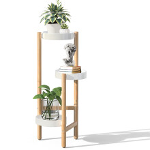 Wisuce Hoek Plant Stand Indoor 3 Tier Hoge Bamboe Plant Standhouder & Plant Plank Display Rack voor Indoor Home Decor (3 Tier Stand)
