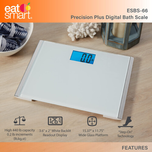 Eat Smart Precision Plus Scale Breitkrper-Badewaage fr Krpergewicht, Wei 2