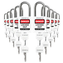 TRADESAFE Lockout Tagout -lukkosetti - 10 valkoista Loto-lukkoa avaimella samaten Lukituslukot 2 avainta per lukko OSHA-yhteensopiva Lukitus Tag Out