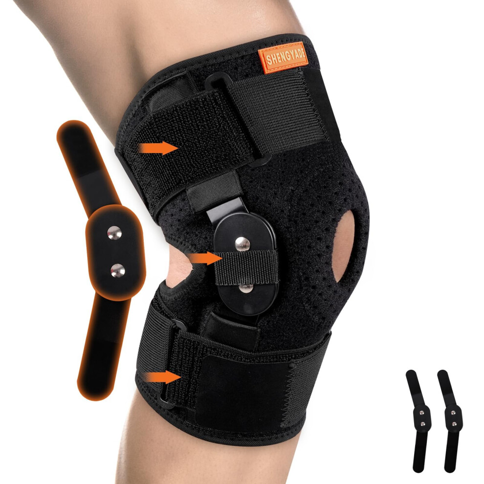 Shengyade Hinged Knee Brace Adjustable Knee Support Wrap For Men And Women Pain Relief Swelling And Inflammation Patellar Tendon Support Sleeve For Helping