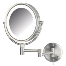 JERDON Miroir de maquillage mural avec lumires Miroir de maquillage clair en nickel avec grossissement 8X Modle HL88NL