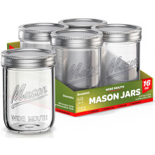 SEWANTA Wide Mouth Mason Krukker 16 oz [18 Pack] Med Mason jar l?g og Bands Mason krukker 16 oz - Til konservering Fermentering Bejdsning - Krukk