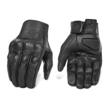 Aktualisierte Herren-Motorradhandschuhe aus Ziegenleder, rutschfeste Straenfahrradhandschuhe mit zwei Touchscreen-Fingern (aktualisiert, perfori