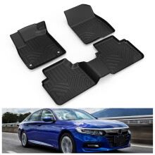 KIWI MASTER Tapis de sol pour Honda Accord 2018-2022 toutes saisons avant et arrire 2 ranges de siges TPE Slush Liner Noir