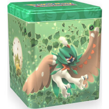 Pokιmon TCG: lata apilable de hierba (3 paquetes de refuerzo y monedas)