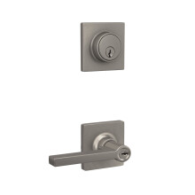 L?s Scout lige h?ndtag med firkantet bekl?dning med n?gleindgangsd?rh?ndtag og enkeltcylindret l?sebolt satin nikkelfinish