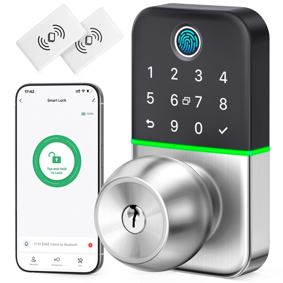 Keypad Smart Door Lock With Knob: Kucacci Keyless Entry Door Lock For Front Door - Keypad Door Lock With Handle - Fingerprint Code Door Knob - Door L 709226851174