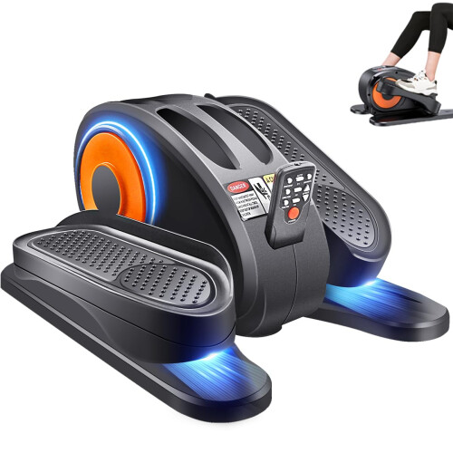 ESL Under Desk Elliptical - Portable Leg Exerciser for Seniors, Compact Seated Elliptical with Remote Control, LCD Display Electric Elliptical Trainer