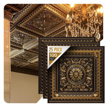 Da semplice a bellissimo in poche ore 223 La Scala PVC 2' x 2' piastrella soffitto, pacco da 10, oro antico