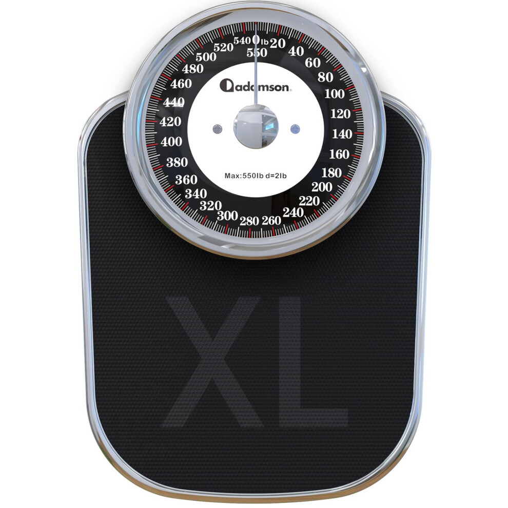 Adamson A28 Bathroom Scales - Up To 550Lb Heavy Weight Anti-Skid Rubber Surface Extra Large Numbers - High Precision Weighing Scales For Body Weig