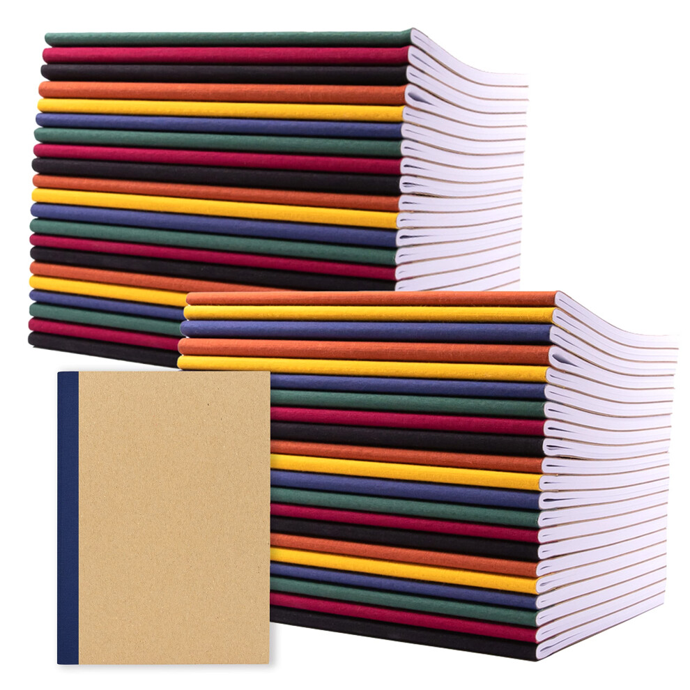 PAPERAGE 48-Pack Composition Notebook Journals 120 Pages Kraft Cover with Jewel Tone Spines College Ruled Lined Paper Small Size (8 in x 5.75 in)-image-OPC-PMDXF8W-NEW