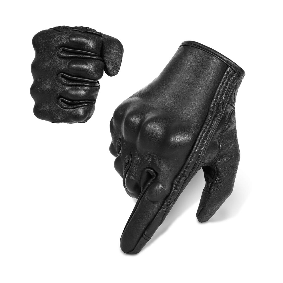 Full Finger Goat Skin Leather Touch Screen Motorcycle Gloves Men/Women S M L Xl Xxl (Non-Perforated Xxl) 612292189785
