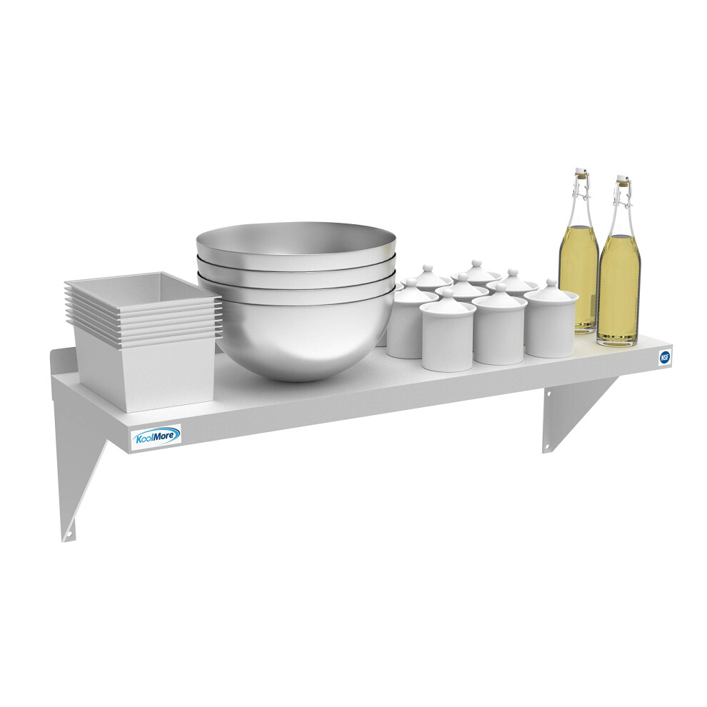 Photos - Dishwasher Accessory KoolMore NSF Stainless Steel Wall Mount Shelf - Industrial Grade Metal Shelf for Commercial Restaurant Kitchens 12 x 36 WMSH
