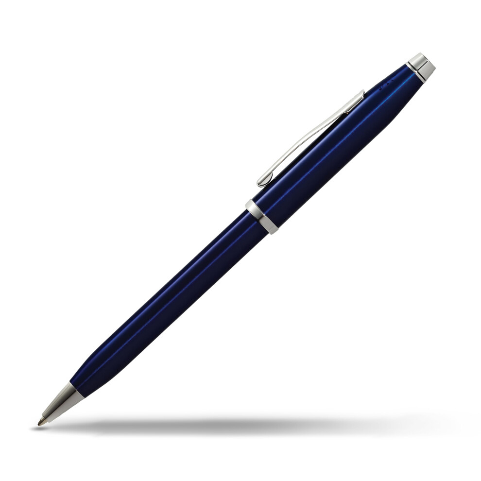 Cross Century Ii Blue Lacquer Ballpoint Pen With Chrome Point