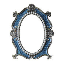 Nerien Vintage sminkspegel i metall oval dekorativ sminkspegel med stativ Antik bord sminkspegel Coquette Bnkskiva Skrivbordsbyr Spegel fr bad