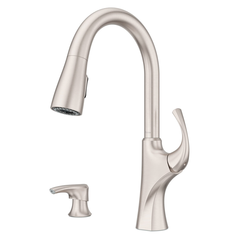 Pfister Miri 2.0 Kitchen Faucet with Pull Down Sprayer and Soap Dispenser Single Handle High Arc NSF Certified Spot Defense Stainless Steel Finis-image-OPC-PMDXFKF-NEW