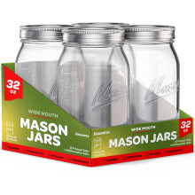 SEWANTA Wide Mouth Mason Krukker 32 oz [6 Pack] Med Mason jar l?g og Bands Mason krukker 32 oz - Til konservering Fermentering Bejdsning - Krukke
