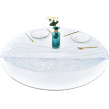 Rally Home Goods Indoor Outdoor Heavy Duty Premium Clear Transparent Round Fitted Vinyl Tablecloth Elastic Edge Waterproof Wipeable Fine Table Pla