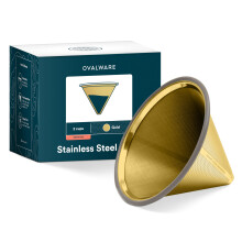 OVALWARE Paperless Stainless Steel Pour Over Coffee Filter - Reusable and Permanent Coffee Cone Dripper for Ovalware Chemex Hario and Other Carafes