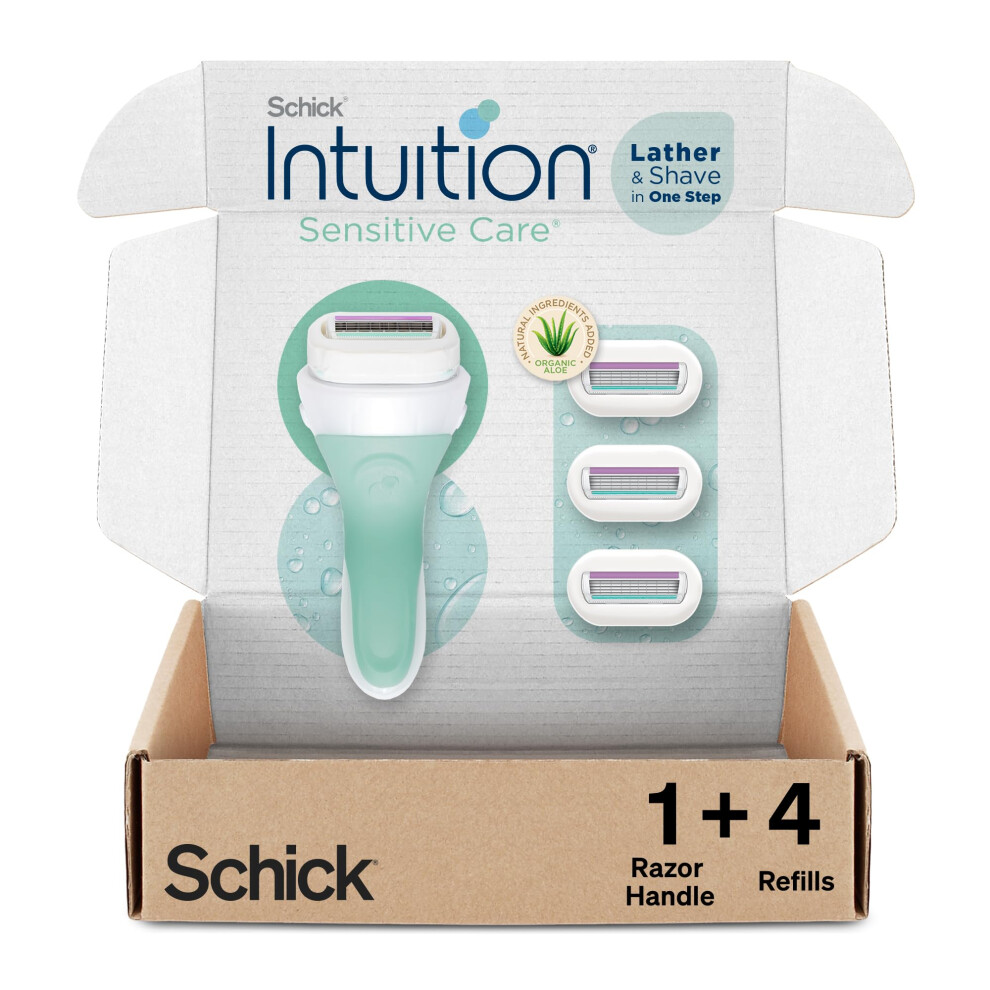 Schick Intuition Razors for Women with Sensitive Skin | 1 Razor & 4 Intuition Razor Blades Refill with Organic Aloe-image-OPC-PMDXFXH-NEW
