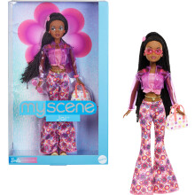 Barbie Signature My Scene Jai Poupe et accessoires Tresses noires Tenue inspire des annes 2000 avec haut rose, veste en vinyle, pantalon vas